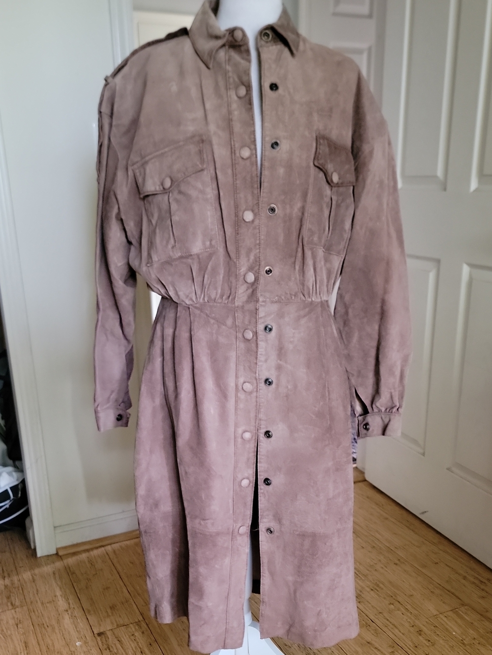 Lauren Alexander Suede Shirt Dress Coat in Taupe - Women’s Jacket & Coat